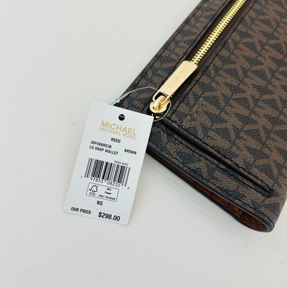 Michael Kors Purse & Wallet Reed Large Logo Belted Satchel Brown MK - Picture 11 of 12